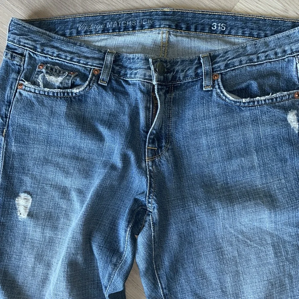 J Crew Vintage Matchstick Straight Leg Blue Jeans 31S Distressed Women’s Denim